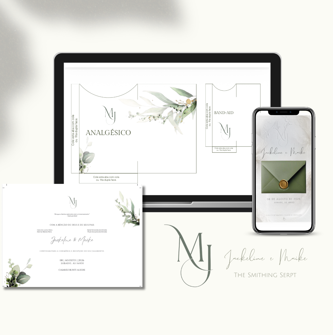Mockup de identidade visual de casamento com monograma, convite e papelaria