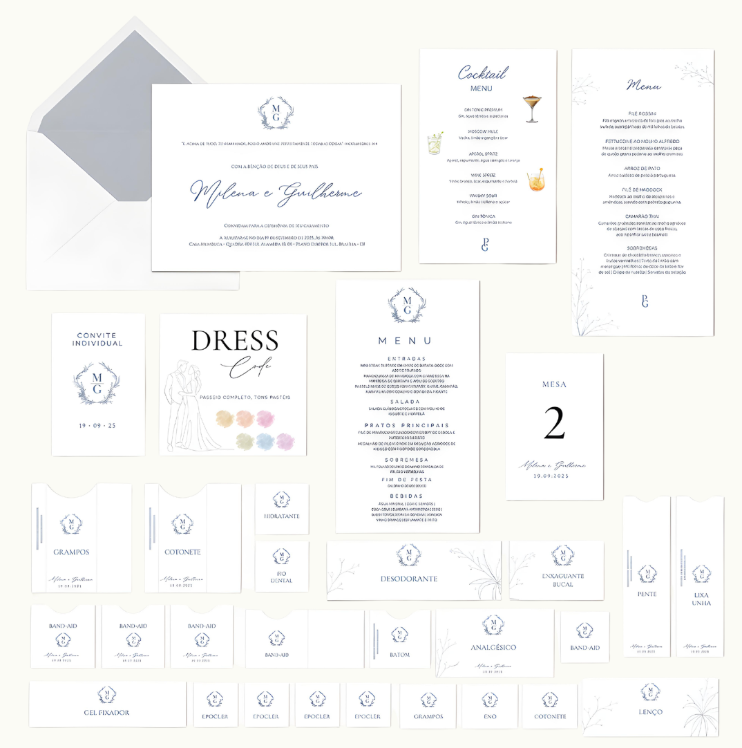 Mockup de papelaria - menus, tags e cartões